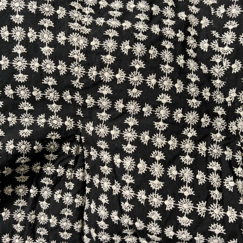 Anne Klein‎ Embroidered A-Line Skirt Womens 10 Black White Pleated